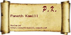 Paneth Kamill névjegykártya